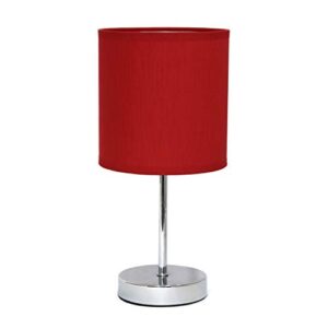 simple designs lt2007-red chrome mini basic table lamp with fabric shade, red