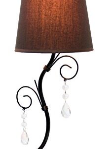 Simple Designs LT2010-BWN Black Twisted Vine Hanging Crystals Table Lamp, Brown