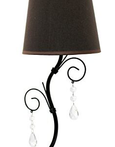 Simple Designs LT2010-BWN Black Twisted Vine Hanging Crystals Table Lamp, Brown