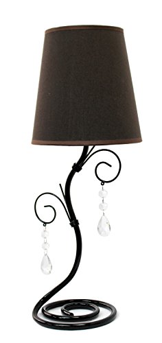 Simple Designs LT2010-BWN Black Twisted Vine Hanging Crystals Table Lamp, Brown