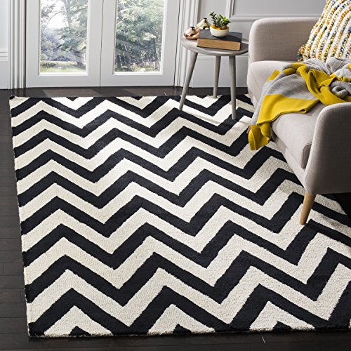 SAFAVIEH Cambridge Collection 5' x 8' Black/Ivory CAM139E Handmade Chevron Premium Wool Area Rug