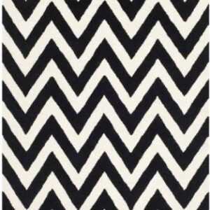 SAFAVIEH Cambridge Collection 5' x 8' Black/Ivory CAM139E Handmade Chevron Premium Wool Area Rug