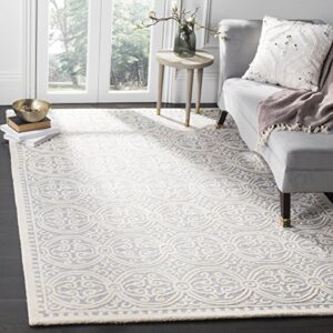 safavieh cambridge collection 5' x 8' silver / ivory cam123d handmade moroccan premium wool area rug