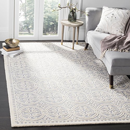 SAFAVIEH Cambridge Collection 5' x 8' Silver / Ivory CAM123D Handmade Moroccan Premium Wool Area Rug