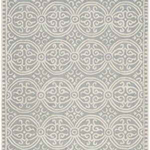 SAFAVIEH Cambridge Collection 5' x 8' Silver / Ivory CAM123D Handmade Moroccan Premium Wool Area Rug