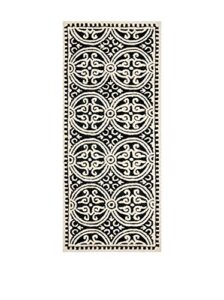 safavieh cambridge collection 2'6" x 8' black/ivory cam123e handmade moroccan premium wool runner rug