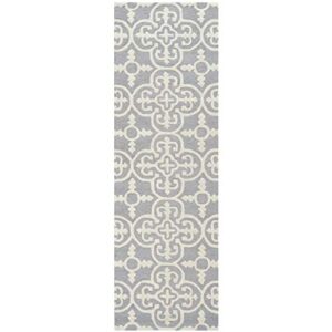 SAFAVIEH Cambridge Collection 2'6" x 12' Silver / Ivory CAM133D Handmade Moroccan Premium Wool Runner Rug