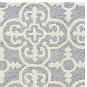 SAFAVIEH Cambridge Collection 2'6" x 12' Silver / Ivory CAM133D Handmade Moroccan Premium Wool Runner Rug