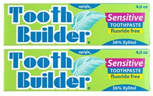 squigle tooth builder sls free toothpaste (stops tooth sensitivity) prevents canker sores, cavities, perioral dermatitis, bad breath, chapped lips - 2 pack