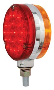 gg grand general 78360 amber/red 4" round double faced pearl 24-led pedestal light with chrome die cast housing