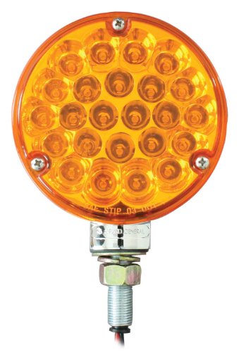 GG Grand General 78360 Amber/Red 4" Round Double Faced Pearl 24-LED Pedestal Light with Chrome Die Cast Housing