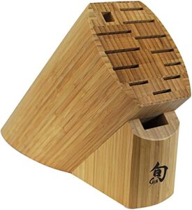 shun cutlery 13-slot bamboo knife block, made from tough, sustainable bamboo, authentic, japanese universal knife block, knife holder for kitchen counter