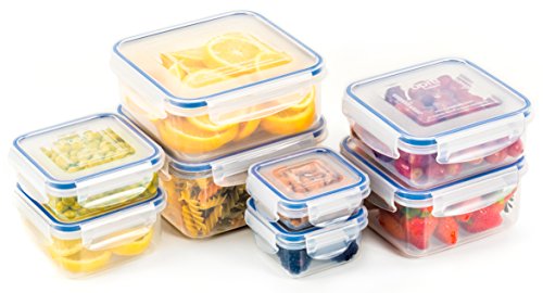 8 Clear Food Storage Containers Set, Microwave and Freezer Safe, Little Big Box, by Popit!