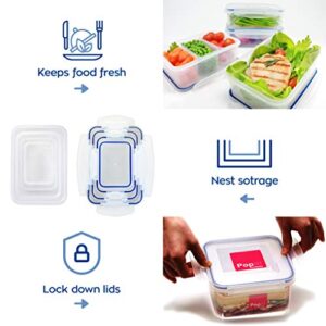 8 Clear Food Storage Containers Set, Microwave and Freezer Safe, Little Big Box, by Popit!