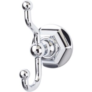 top knobs - ed2pcb - bath double hook - polished chrome - hex backplate - edwardian collection