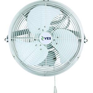 VES Moisture Resistant Outdoor Wall/Ceiling Mount Shop Fan/Industrial Basket Fan for Cooling and Ventilation (18 inch, White)