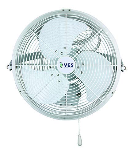 VES Moisture Resistant Outdoor Wall/Ceiling Mount Shop Fan/Industrial Basket Fan for Cooling and Ventilation (18 inch, White)