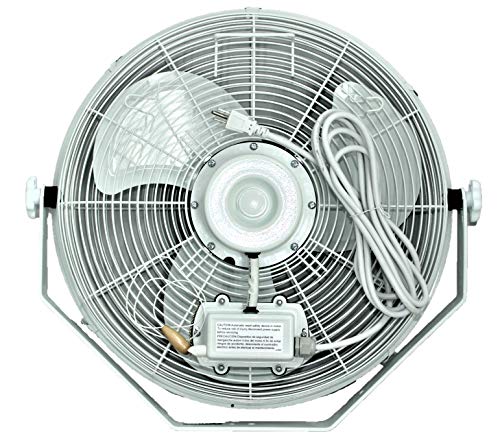 VES Moisture Resistant Outdoor Wall/Ceiling Mount Shop Fan/Industrial Basket Fan for Cooling and Ventilation (18 inch, White)