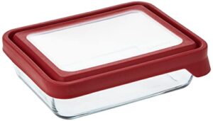 anchor hocking trueseal glass food storage container with lid, cherry, 6 cup -