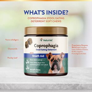 NaturVet – Coprophagia Stool Eating Deterrent – Deters Dogs from Consuming Stool – No Poop Eating for Dogs - Enhanced with Breath Aid Freshener, Enzymes & Probiotics – 130 Soft Chews