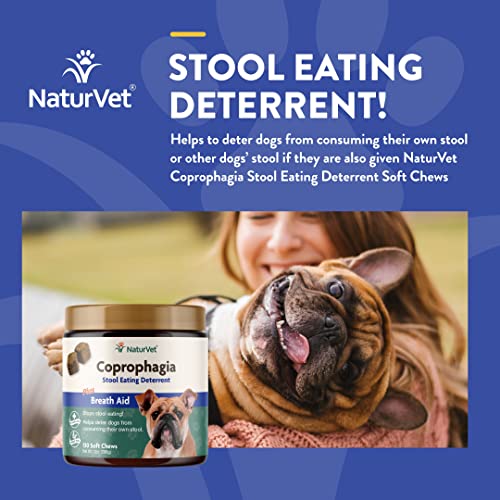 NaturVet – Coprophagia Stool Eating Deterrent – Deters Dogs from Consuming Stool – No Poop Eating for Dogs - Enhanced with Breath Aid Freshener, Enzymes & Probiotics – 130 Soft Chews