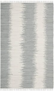 safavieh montauk collection accent rug - 4' x 6', grey, handmade stripe fringe cotton, ideal for high traffic areas in entryway, living room, bedroom (mtk751k)