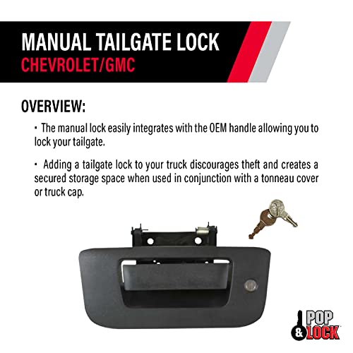 Pop & Lock PL1310 Black Manual Tailgate Lock for Chevy/GMC (New Body)