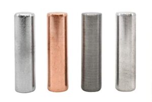 4pc metal cylinder set - aluminum, zinc, copper & steel - 1.5" x 0.4" - for density investigation, specific gravity & specific heat experiments - eisco labs