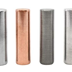 4pc Metal Cylinder Set - Aluminum, Zinc, Copper & Steel - 1.5" x 0.4" - for Density Investigation, Specific Gravity & Specific Heat Experiments - Eisco Labs