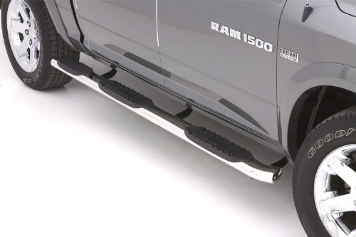 Lund 24497043 Polished Stainless Steel 5" Oval Wheel-to-Wheel Nerf Bars for 2009-2018 Dodge Ram 1500 Crew Cab with 5.5' Bed; Rocker Panel Mount