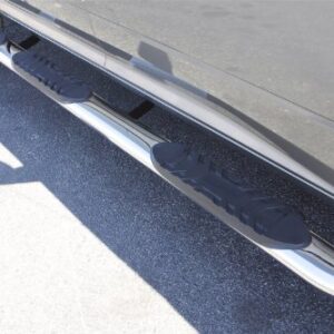 Lund 24497043 Polished Stainless Steel 5" Oval Wheel-to-Wheel Nerf Bars for 2009-2018 Dodge Ram 1500 Crew Cab with 5.5' Bed; Rocker Panel Mount