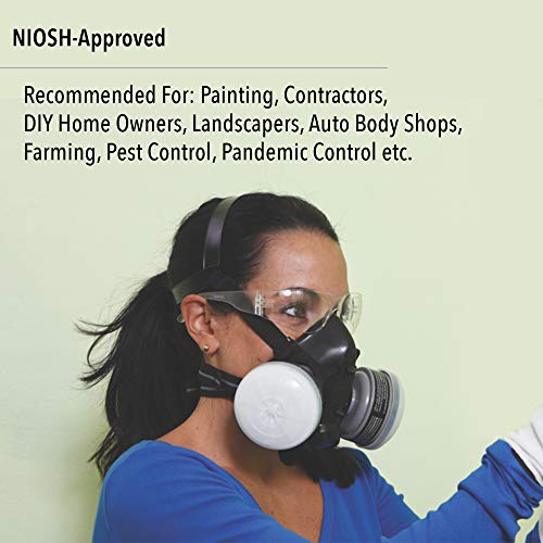 Honeywell Safety Products Paint Spray & Pesticide Reusable Half Mask OV/R95 Respirator Convenience Pack, Medium (RWS-54027)