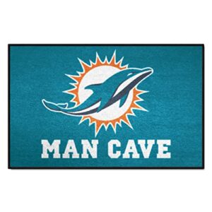 fanmats 14325 miami dolphins man cave starter mat accent rug - 19in. x 30in. | sports fan home decor rug and tailgating mat