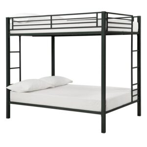 DHP Full over Full Bunk Bed for Kids, Metal Frame with Ladder (Black)