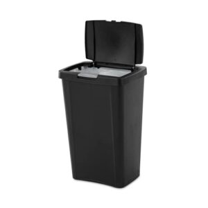 Sterilite 10459004 13 Gallon TouchTop Wastebasket, Black w/ Titanium Latch, 4-Pack