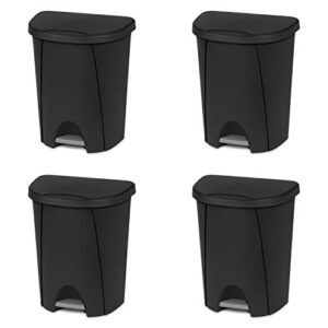 sterilite 10949004 6.6 gallon/25 liter stepon wastebasket, black, 4-pack