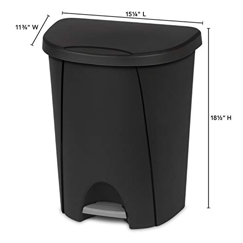 Sterilite 10949004 6.6 Gallon/25 Liter StepOn Wastebasket, Black, 4-Pack