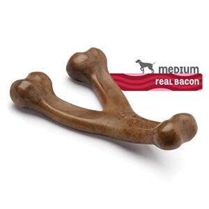 Benebone Wishbone Durable Dog Chew Toy for Aggressive Chewers, Real Bacon, Made in USA, Medium