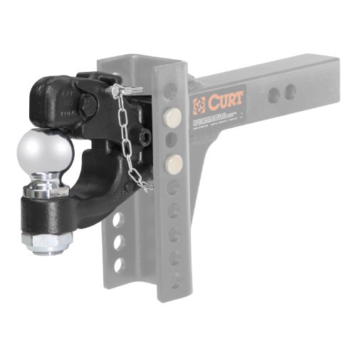 CURT 45919 Channel Mount Pintle Attachment with 2-Inch Ball, 10,000 lbs, Shank Required , Black