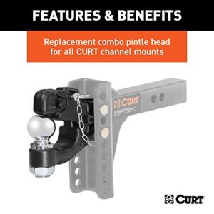 CURT 45919 Channel Mount Pintle Attachment with 2-Inch Ball, 10,000 lbs, Shank Required , Black