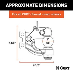 CURT 45919 Channel Mount Pintle Attachment with 2-Inch Ball, 10,000 lbs, Shank Required , Black