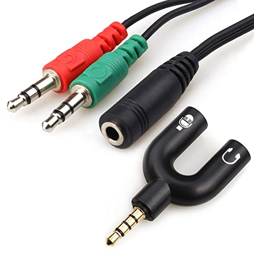 NANYI 2 in 1 3.5mm Headphone Splitter Adapter (Mic+Audio) U and Y Splitter for Audio Stereo Headphone and Microphone for Phone, Computer, MP3