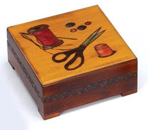 polish handmade carved linden wood decorative sewing box
