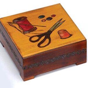 Polish Handmade Carved Linden Wood Decorative Sewing Box