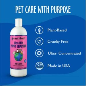 Earthbath Ultra-Mild Wild Cherry Puppy Shampoo - Tearless & Extra Gentle for Puppies' Sensitive Skin, Aloe Vera, Vitamin E, Give Your Puppy a Brilliant and Quality Shine, Made in USA - 16 fl. oz