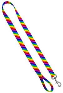 moose pet wear deluxe dog leash - patterned heavy duty pet leashes, made in the usa – 1 inch x 4 feet, rainbow stripe