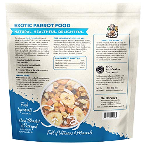 Dr. Harvey's Exotic Parrot Blend, Seedless Blend of Natural Food for Large Parrots