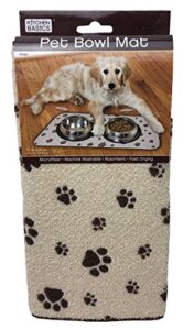 kitchen basics microfiber pet bowl feeding mat, anti-skid and absorbent, 10 inch x 20 inch