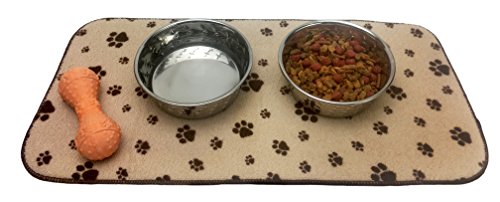 Kitchen Basics Microfiber Pet Bowl Feeding Mat, Anti-Skid and Absorbent, 10 Inch x 20 Inch