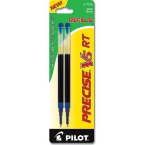 Pilot Precise V5 Rt, 3 Pens 26063 with 4 Packs of Refills, Blue Ink, 0.5mm XF